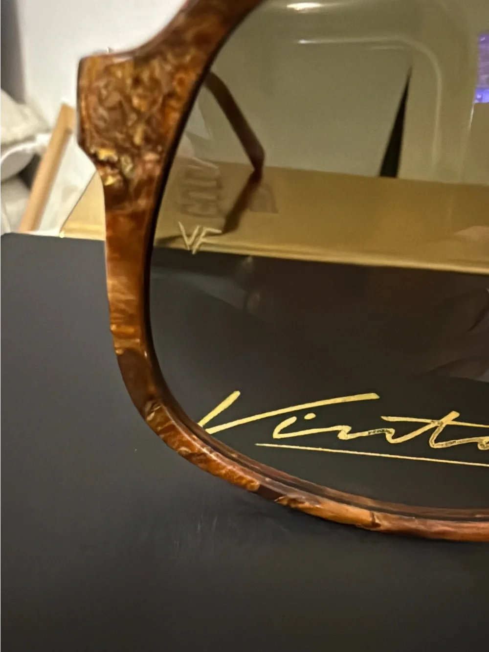 VINTAGE FRAMES BY COREY SHAPIRO LE MANIAC BURLWOOD BROWN NIB